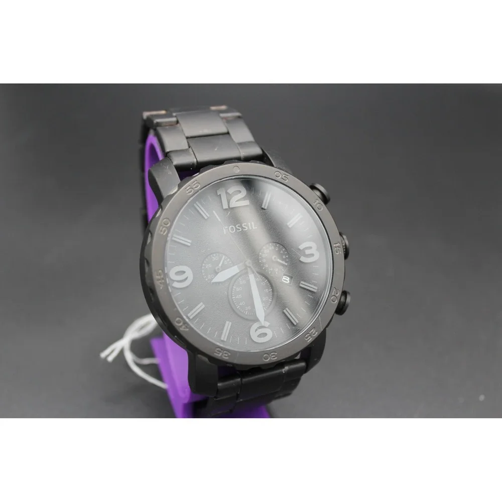 Fossil‎ Nate JR1401 Black Chronograph Men's Watch – All Functions Work